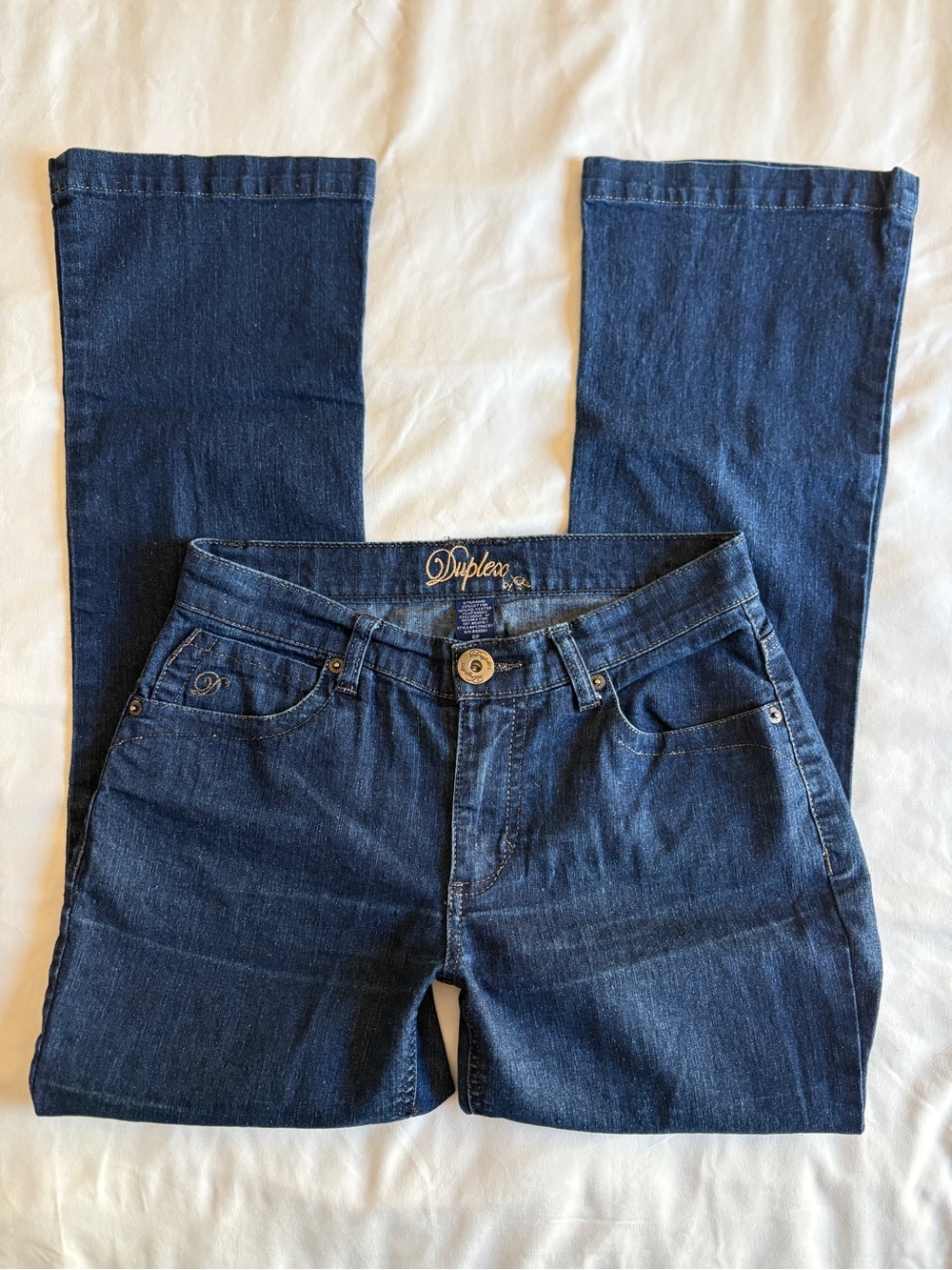 Duplex By Tyte Dark Wash Bootcut Flare Jeans Y2K Sparkle Low Rise Vintage
